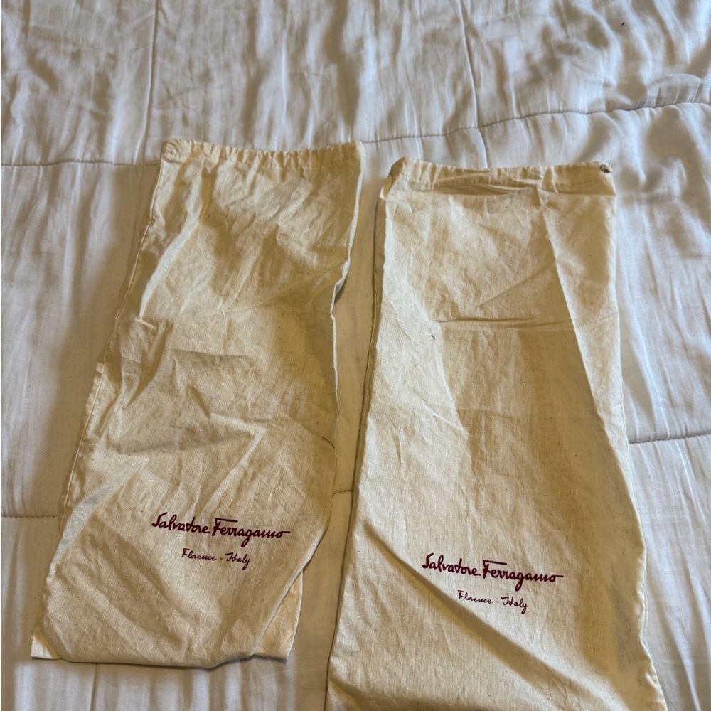 Salvatore Ferragamo Beige Dust Bag with Red Logo